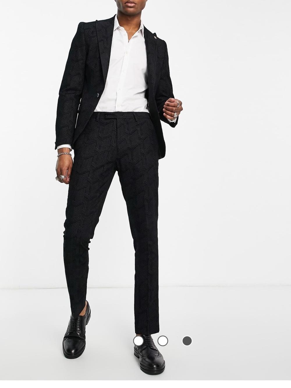Twisted Tailor Sylvan Skinny Suit Set Black Geometric Flocking